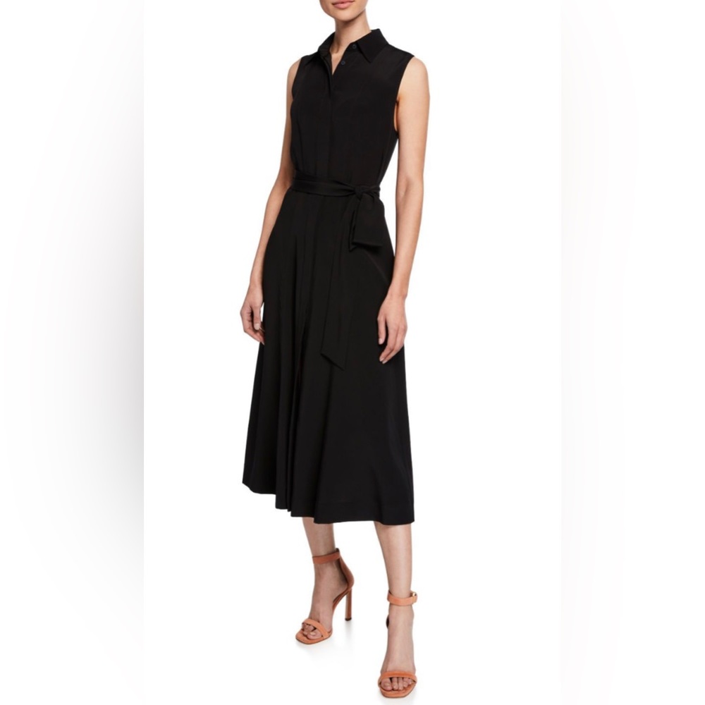 NWT DVF Diane von Furstenberg Demi Black Silk Shirt Dress Size M $448